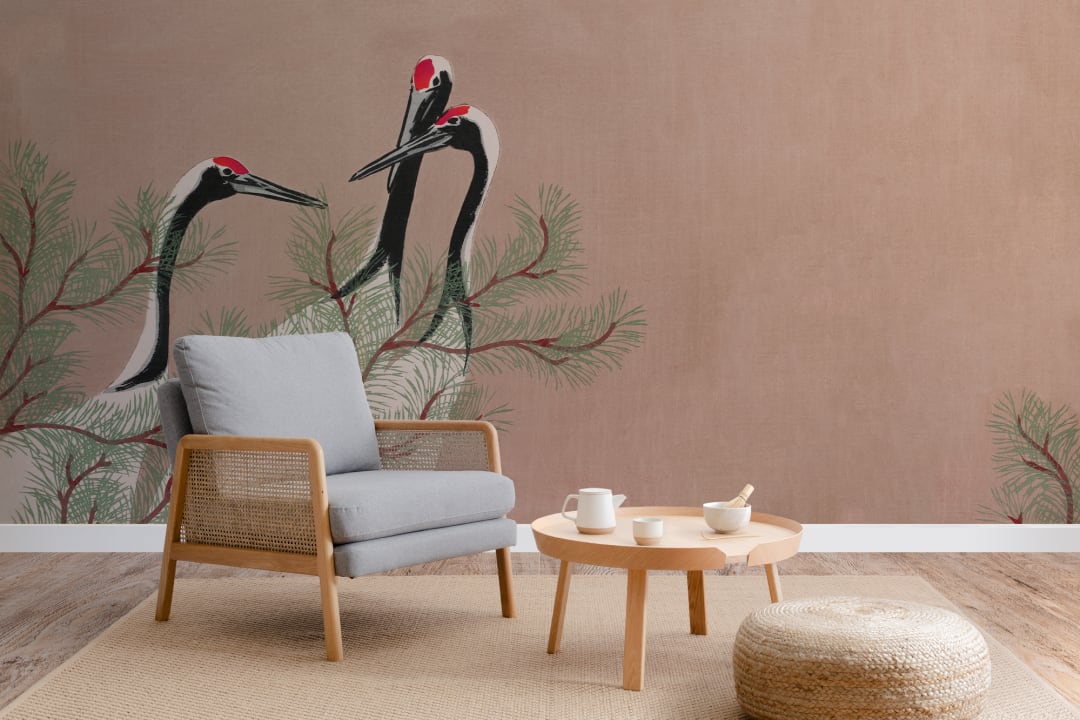 Cranes by Kamisaka Sekka Japanese Painting Wallpaper Mural