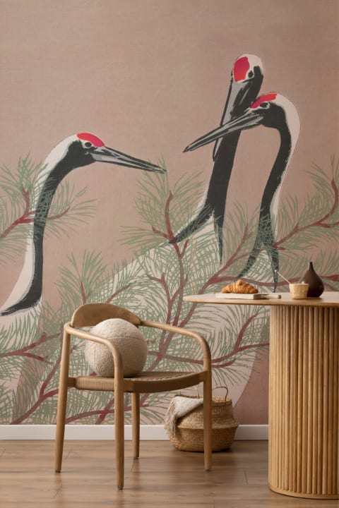 Cranes by Kamisaka Sekka Japanese Painting Wallpaper Mural