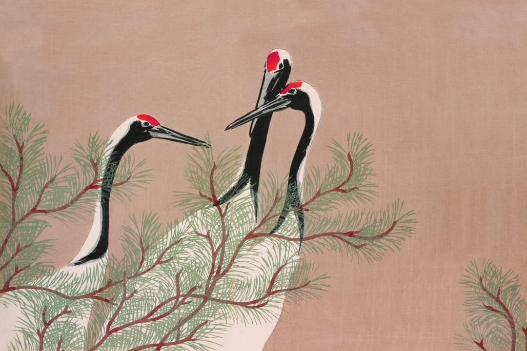 Cranes by Kamisaka Sekka Japanese Painting Wallpaper Mural