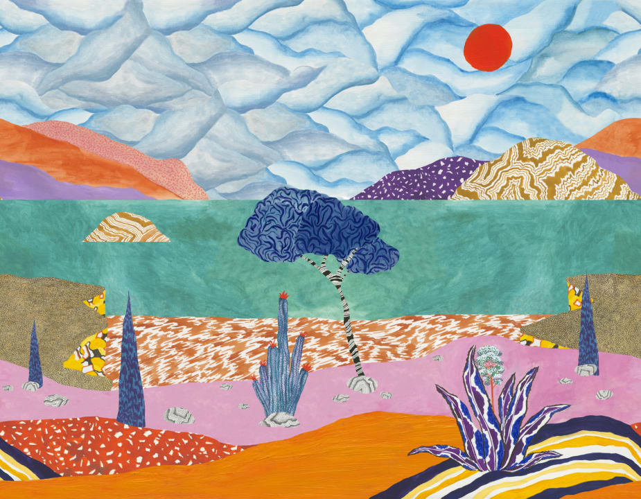 Panoramisch — Woestijn- en zeelandschap