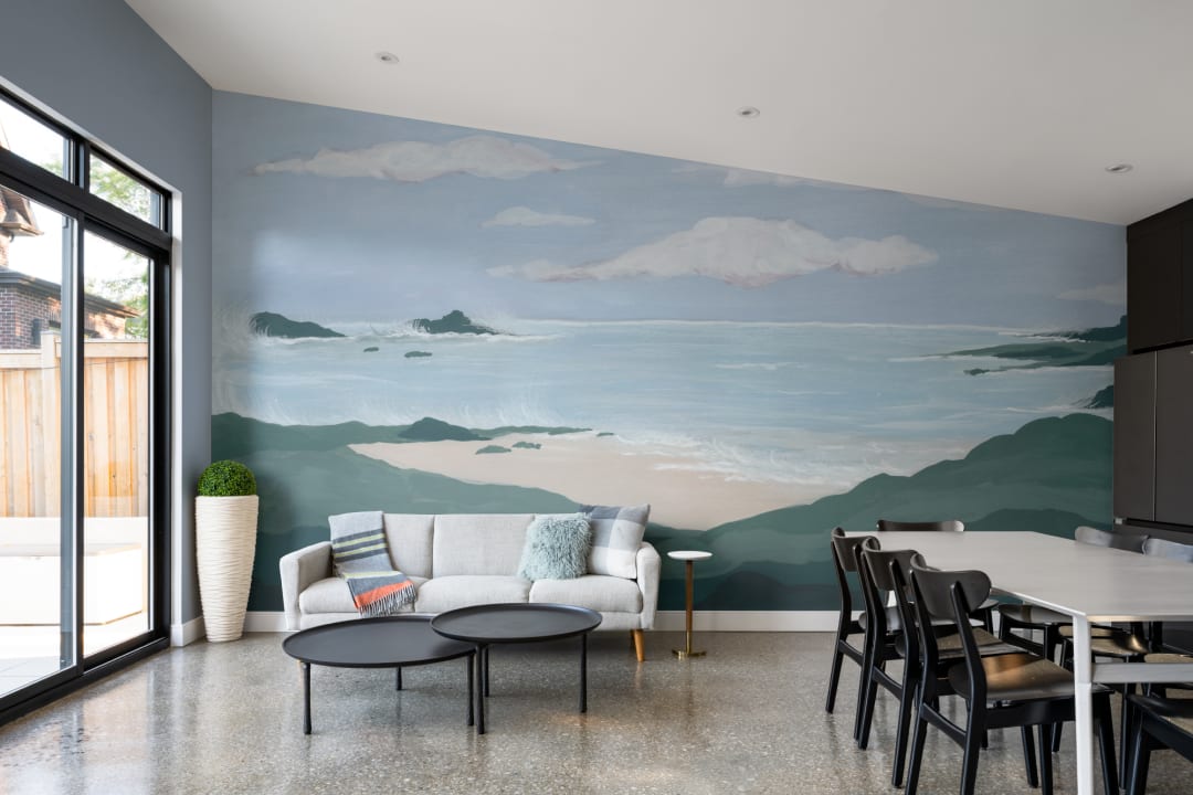 Blue Coastal Landscape Calming Beach Mural