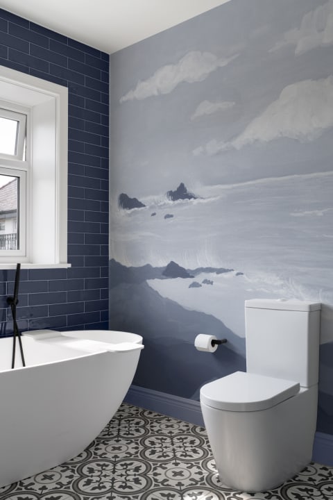 Blue Coastal Horizon Ocean Landscape Wall Mural
