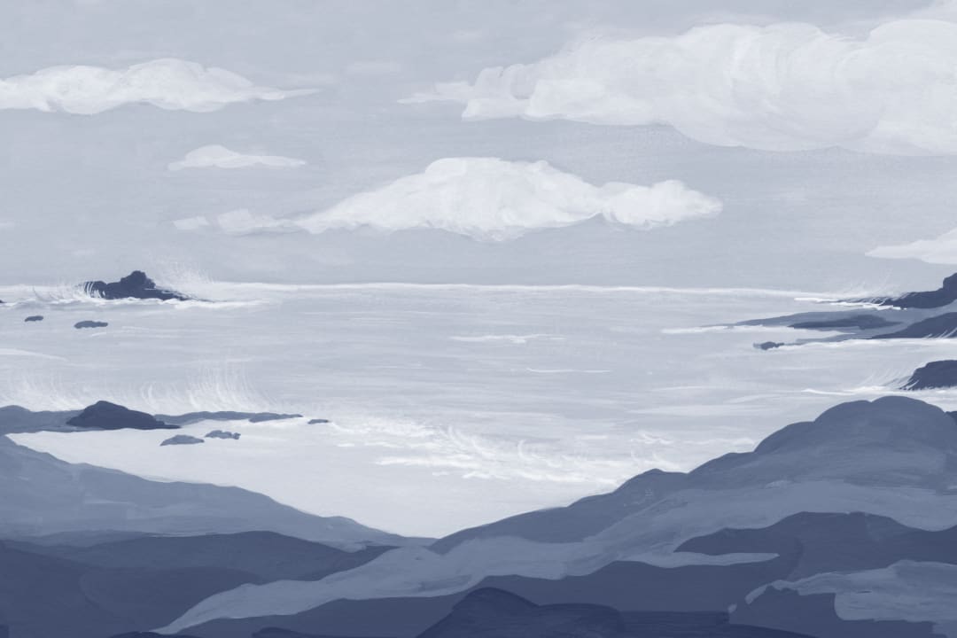 Blue Coastal Horizon Ocean Landscape Wall Mural