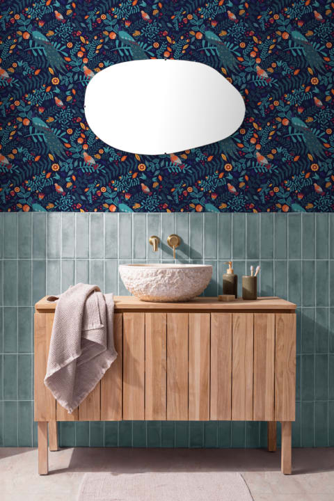 Colorful Bird Repeat Pattern Wallpaper