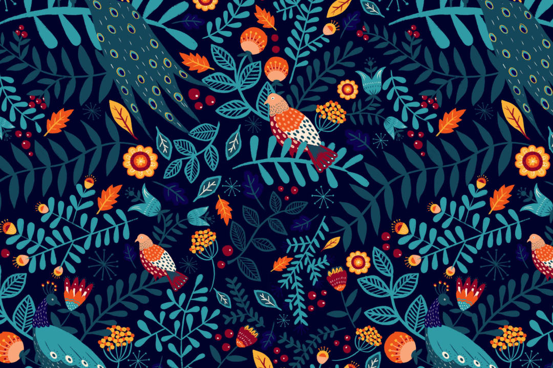 Papier Peint à Motifs Oiseaux Colorés