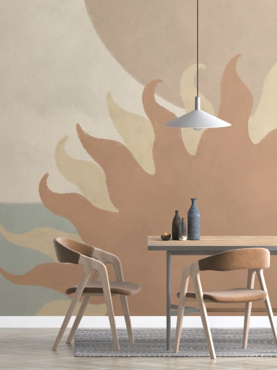 Blue Abstract Sunset Art Wall Mural