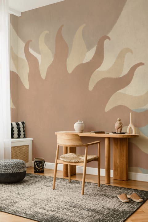 Blue Abstract Sunset Art Wall Mural