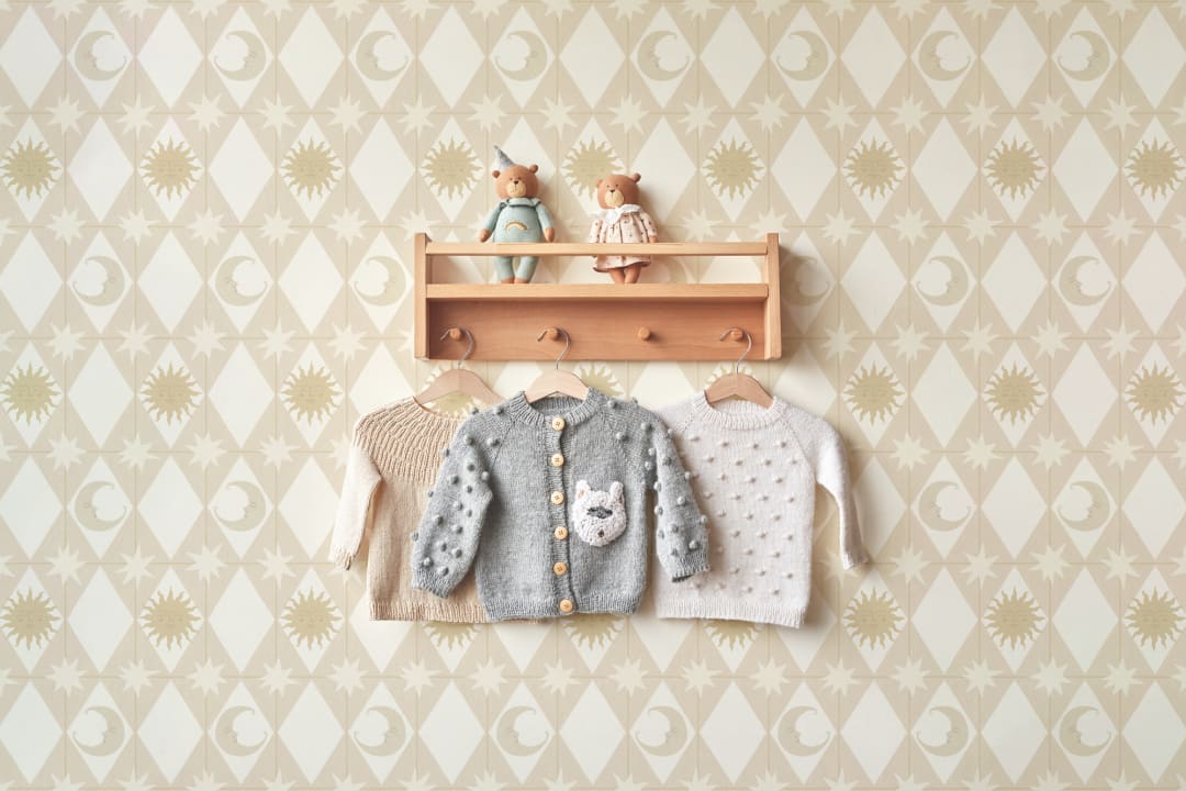 Neutral Geometric Celestial Kids' Mural For Gentle Ambiance