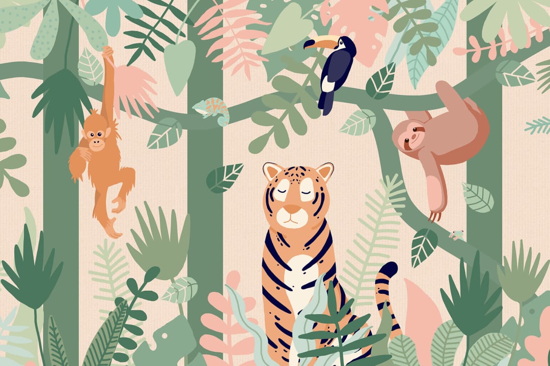 Kids Jungle Animal Friends Tapetmaleri