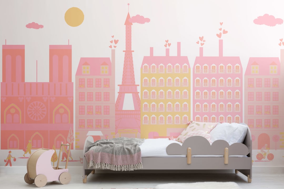 Pink Paris City Living Tapetmaleri