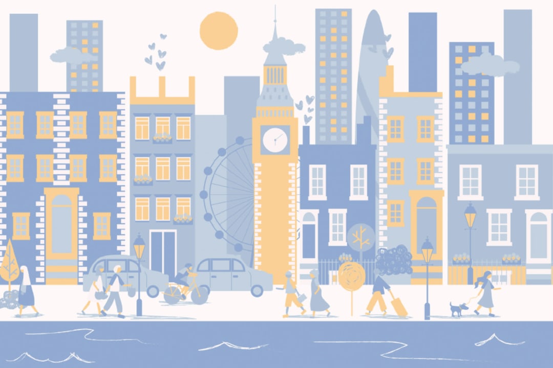 Blue London City Living Wallpaper Mural