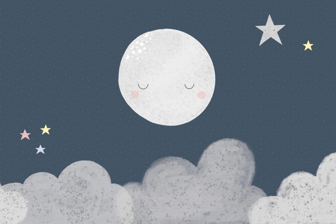 Kids Cute Navy Night Sky Moon Wallpaper Mural