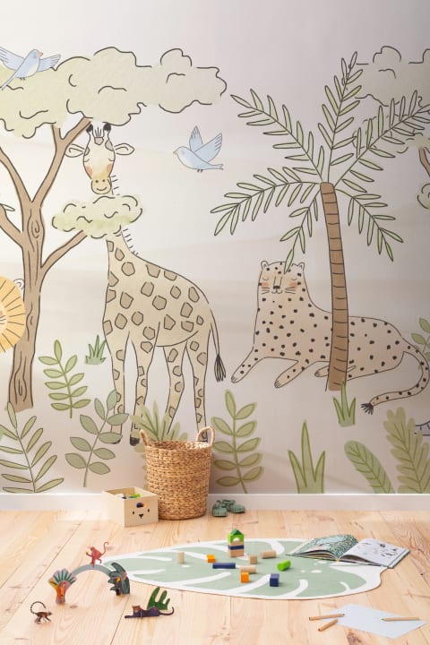 Cute Safari Animals Wallpaper Mural