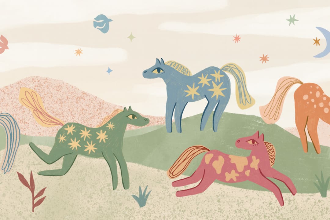 Mural de papel pintado Multicolor Celestial Fantasy Kids' Horse Adventure