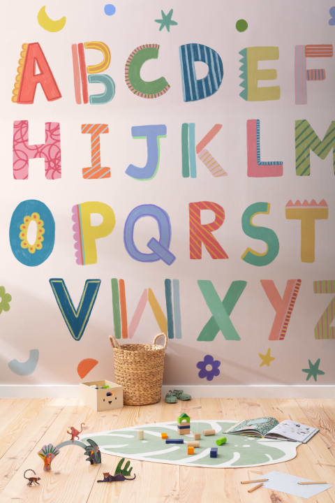 Pink Kids Colorful Alphabet Mural