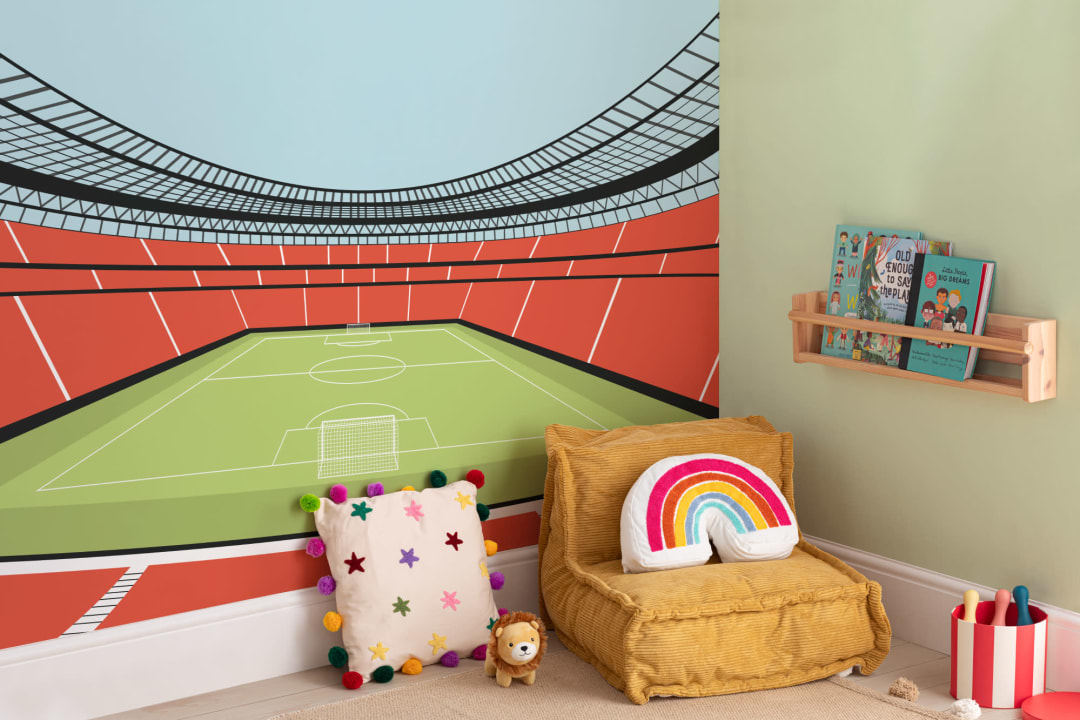 Kids Red Soccer Stadium Mural