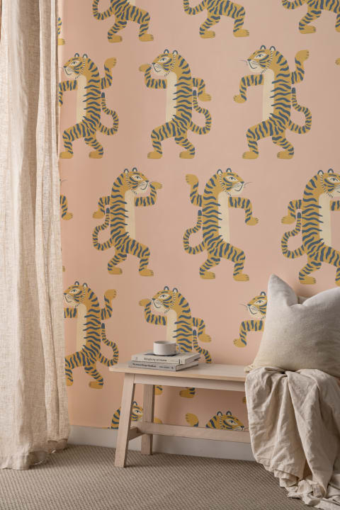 Pink Dancing Tiger Mural
