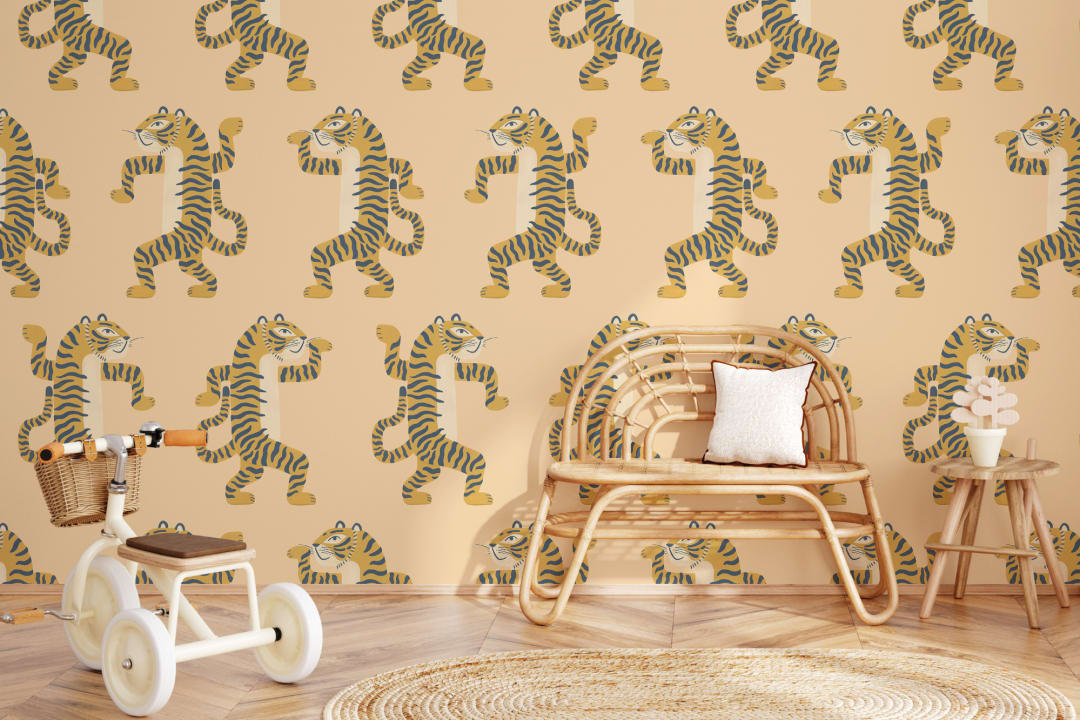 Yellow Dancing Tiger Mural
