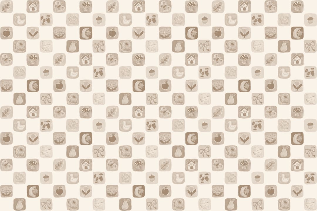 Neutral Checkered Kids' Patchwork Pattern Mural