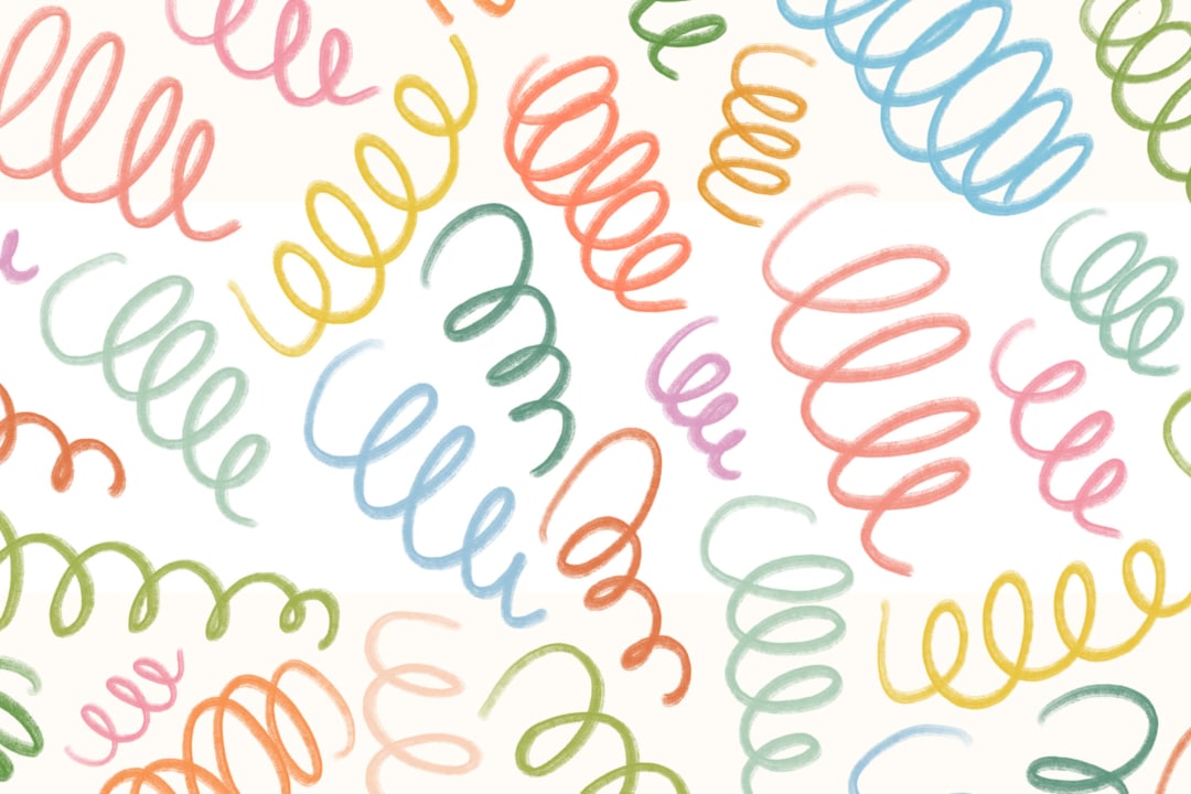Multicolor Spring Style Squiggles White Fototapet