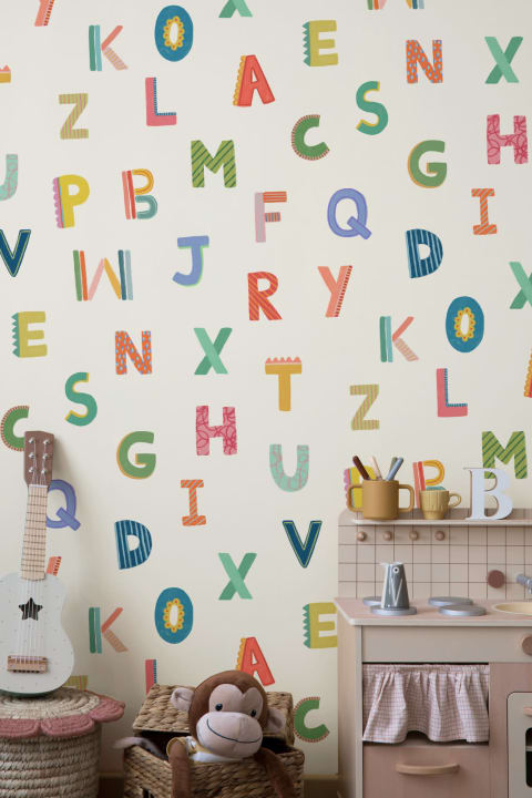 Papier peint alphabet coloré pour enfants