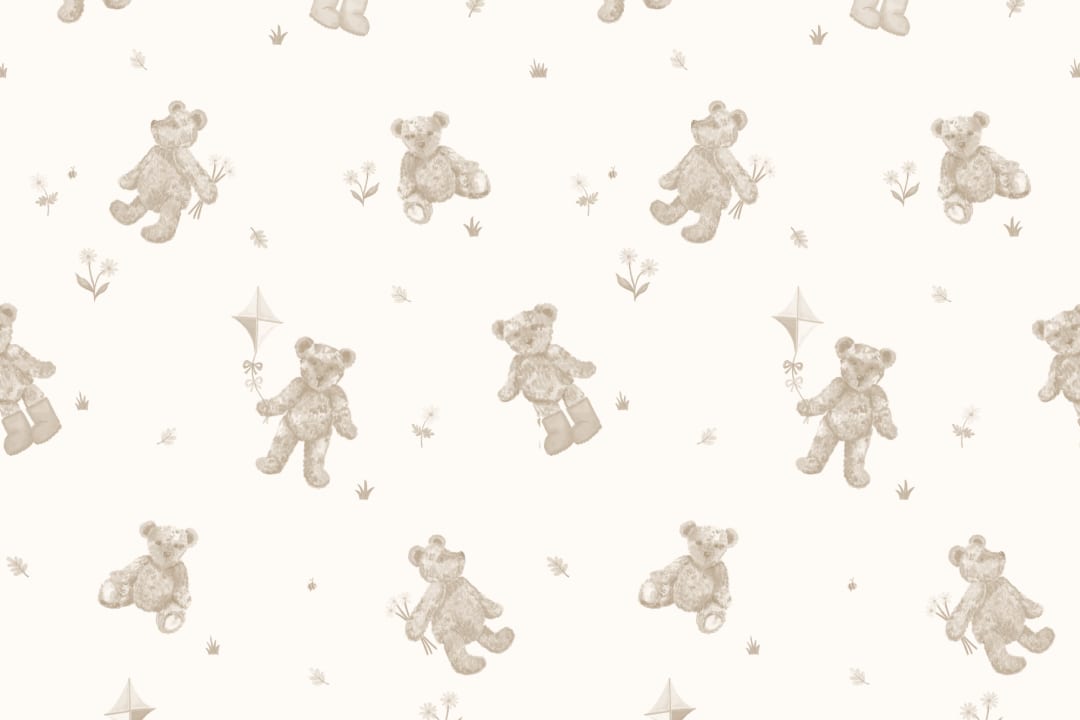 Neutral Kids Cute Teddy Motif Wallpaper