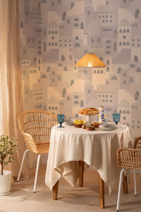 Papier Peint Motif Bleu de Maisons Italiennes
