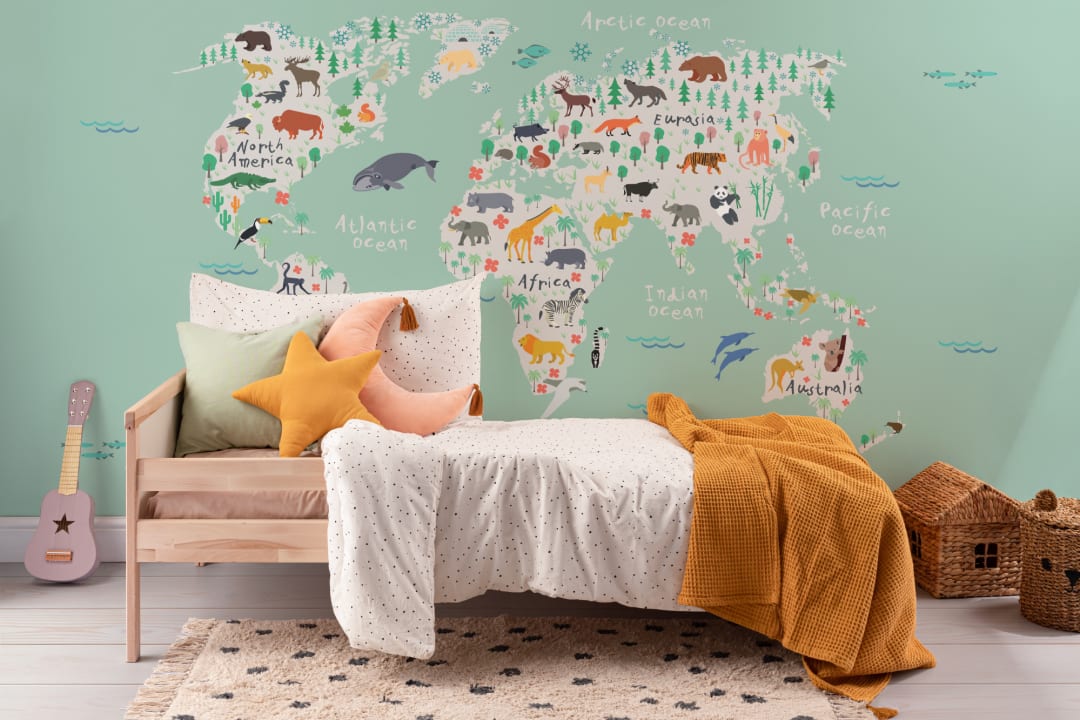 Safari Kids Map Wallpaper Mural
