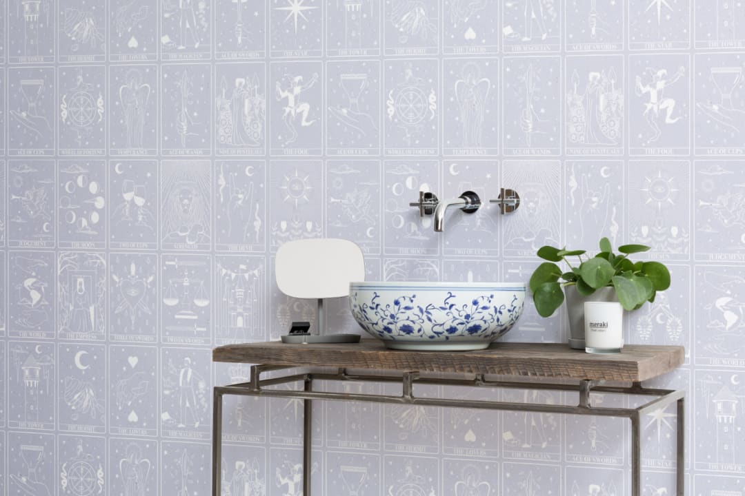 Pastel Purple Tarot Card Pattern Wallpaper Mural