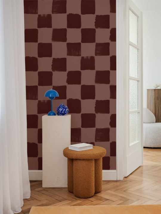 Artă abstractă de tapet cu carouri roșii bogate pentru eleganță