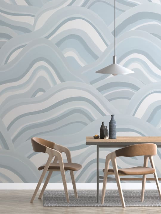 Blue Abstract Dunes Painted Mural
