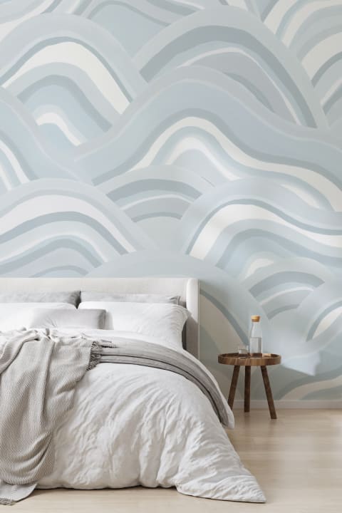 Blue Abstract Dunes Painted Mural