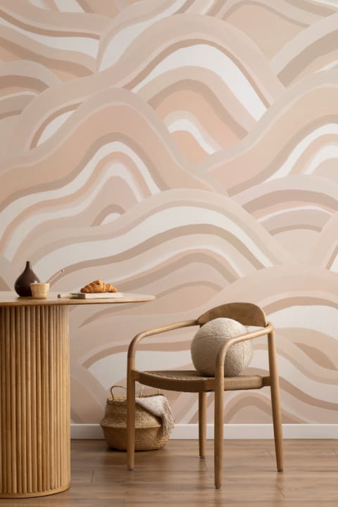 Neutral Abstract Dunes Painted Mural