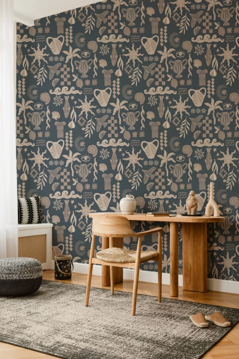 Dark La Dolce Vita Mediterranean Print Mural