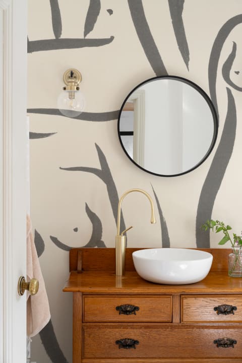 Cream Nude Woman Figure Drawing Wall Mural