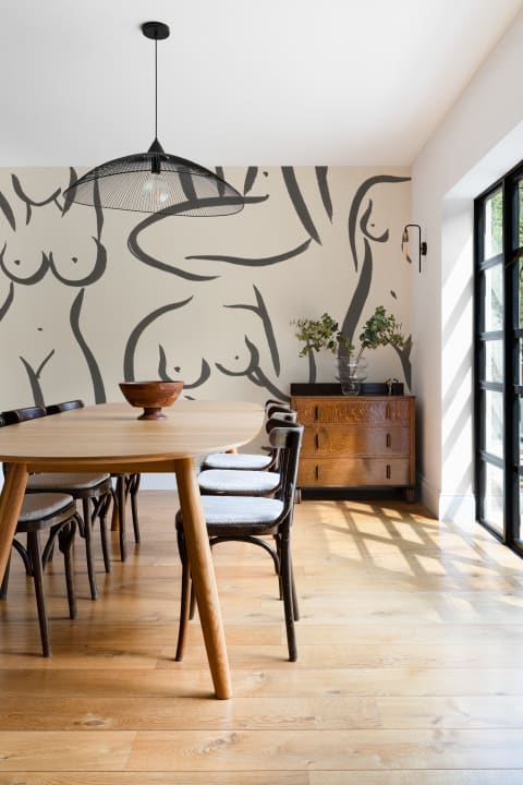 Cream Nude Woman Figure Drawing Wall Mural