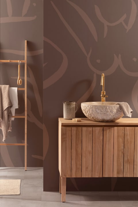 Brown Nude Woman Figure Drawing Wall Mural