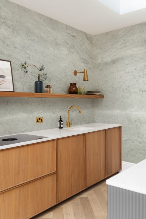 Stonewash Green Textured Faux Concrete Wallpaper Mural