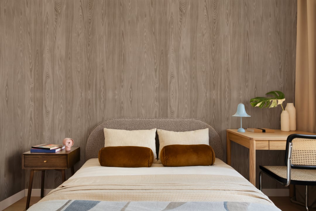 Mural de veta de madera marrón efecto madera con aire rústico