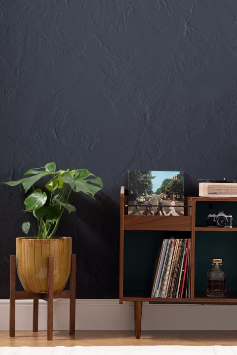 Modern Plaster Effect Mural in Navy