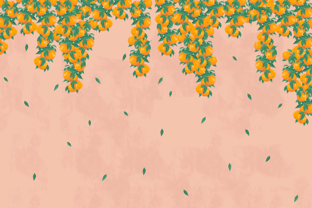 Pink & Orange Fruit Painterly Wallpaper Mural