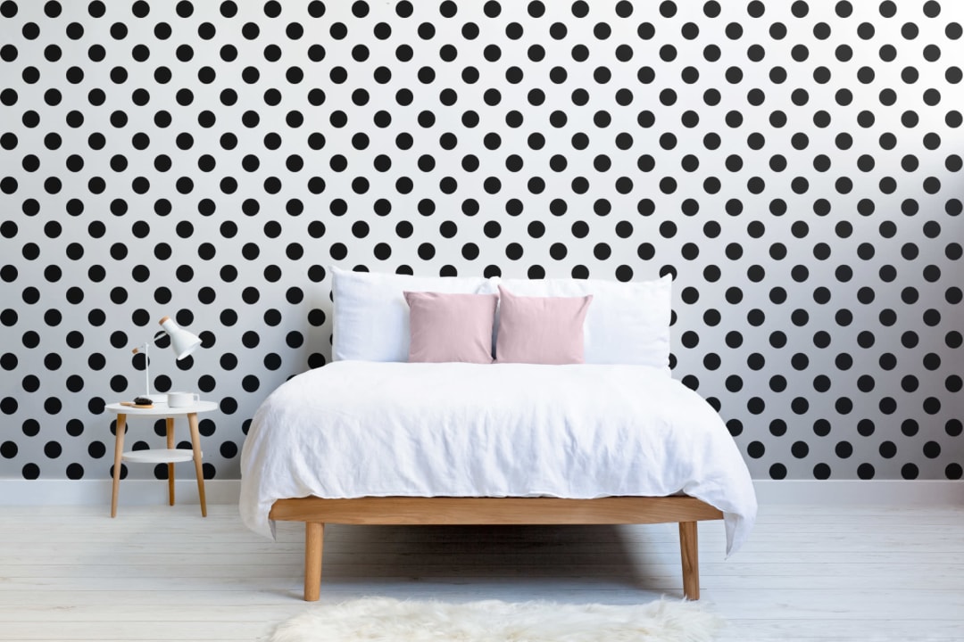 Negru Polka Dots Wallpaper Mural