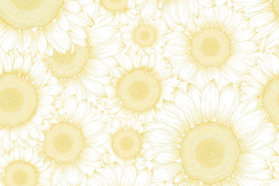 Yellow Sunflower Etch Floral Wallpaper Mural