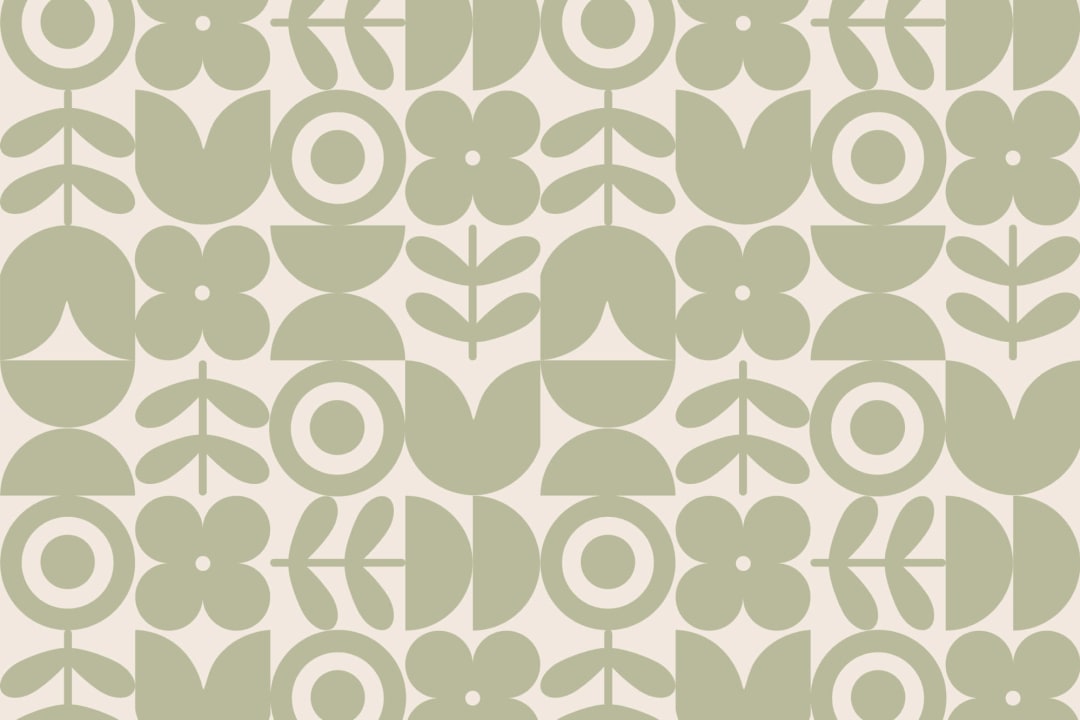 Verde Geometric Retro Floare Repetarea model tapet