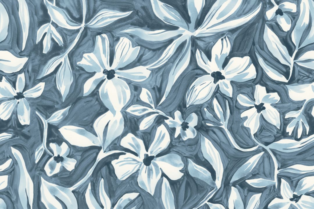 Blue Floral Elegant Botanical Design Wall Mural