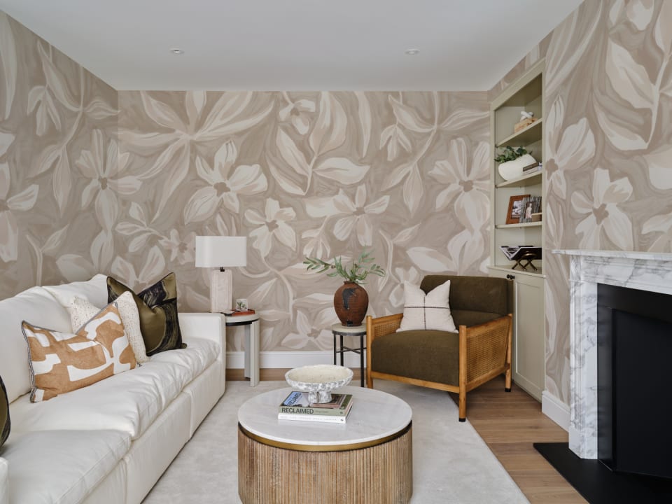 Beige Floral Elegant Wallpaper Mural For Serene Interiors