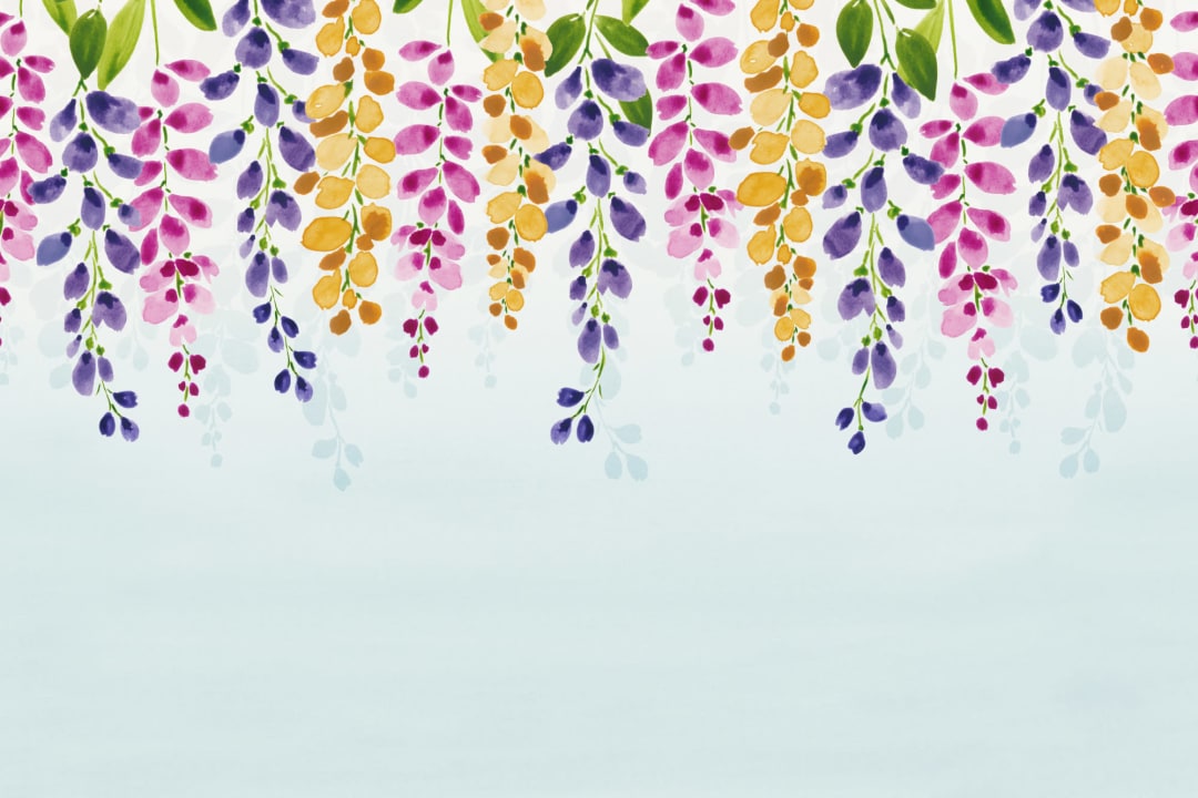 Watercolour Hanging Flowers Wall Mural