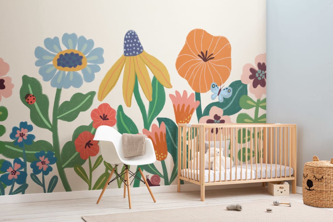Murale de fleurs scandinaves rétro Bright Kids