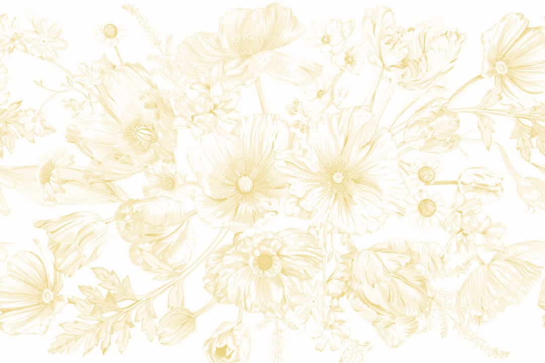 Yellow Illustrated Floral Bouquet Mural