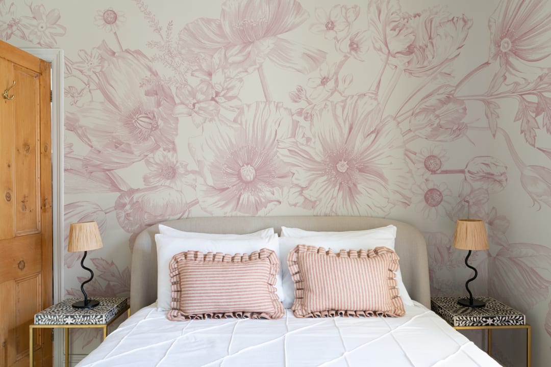 Pink Illustrated Floral Bouquet Mural